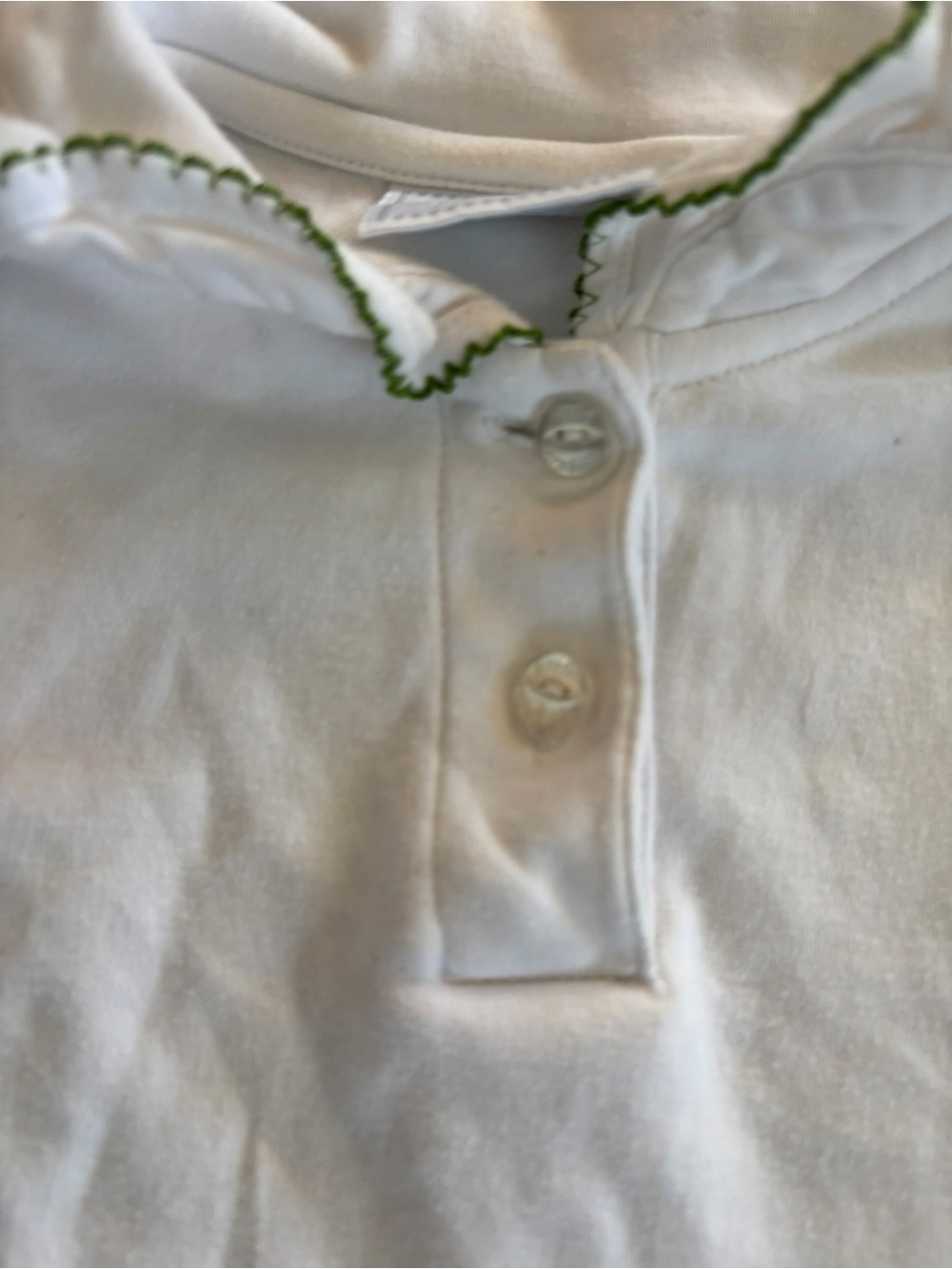 Little English 5 Girls White Ruffle Collar Long-Sleeve Top with Green Trim - Picture 5 of 5